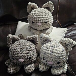 Handmade Crochet Cat Plush – 8” Amigurumi Kitty